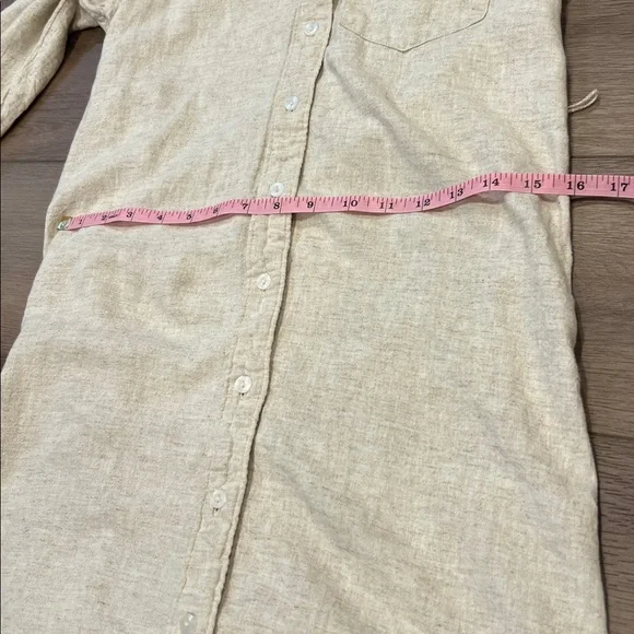 Abercrombie & Fitch Linen Blend Cream Long Sleeve Shirt Dress (Belt Missing) XS - Picture 5 of 12